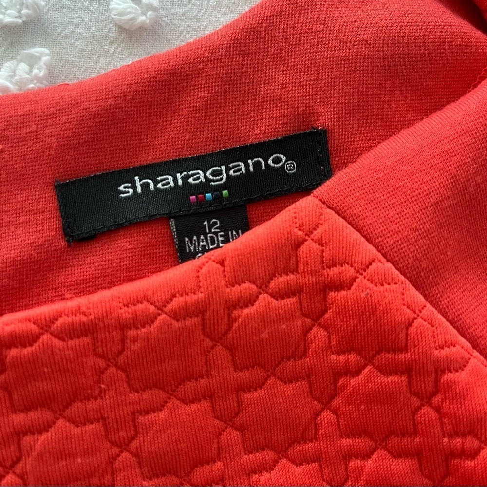 Sharagano orange coral sheath dress. Size 12 - Picture 5 of 6